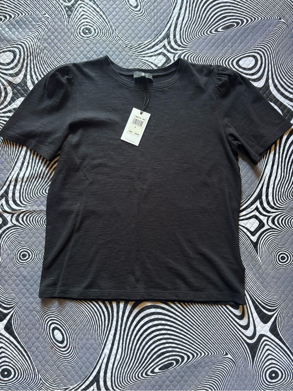 NWT 7 For All Mankind Black Crewneck Short Sleeve Tee